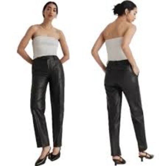Madewell x Aimee Song Slim Tapered Pants in Faux Leather - Picture 1 of 3